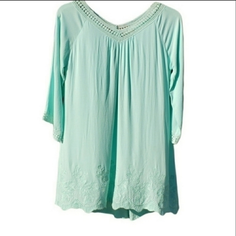 Altar'd State Green Rayon Cotton Embroidered Floral Dress Size Small NWOT